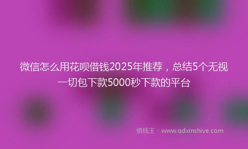 微信怎么用花呗借钱2025年推荐，总结5个无视一切包下款5000秒下款的平台