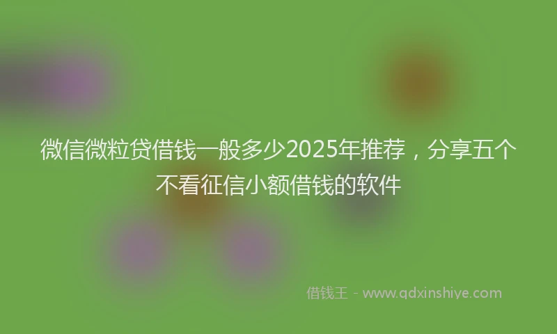 微信微粒贷借钱一般多少2025年推荐，分享五个不看征信小额借钱的软件