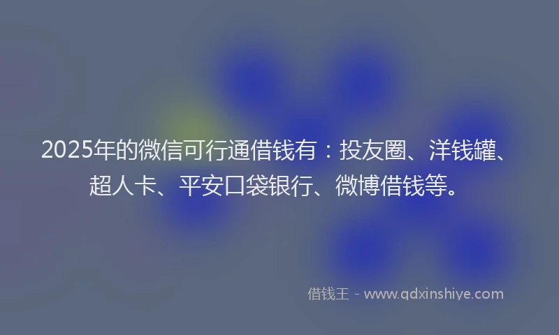 2025年的微信可行通借钱有：投友圈、洋钱罐、超人卡、平安口袋银行、微博借钱等。