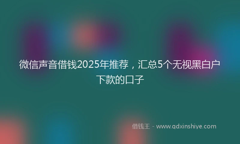 微信声音借钱2025年推荐，汇总5个无视黑白户下款的口子