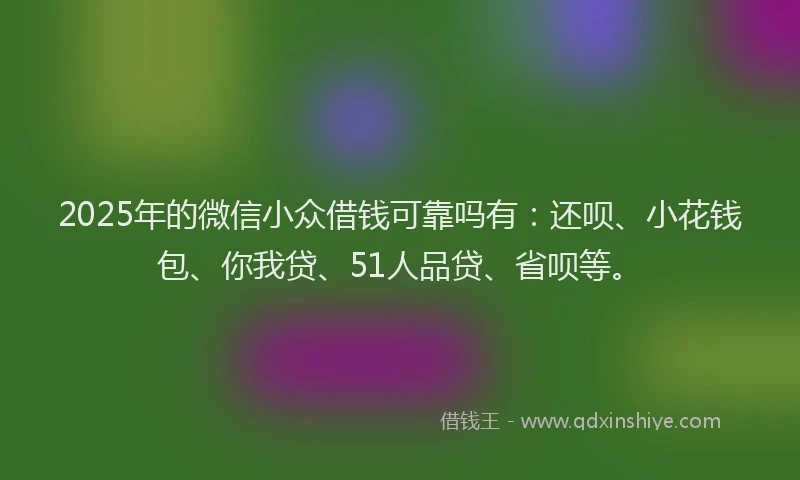 2025年的微信小众借钱可靠吗有：还呗、小花钱包、你我贷、51人品贷、省呗等。