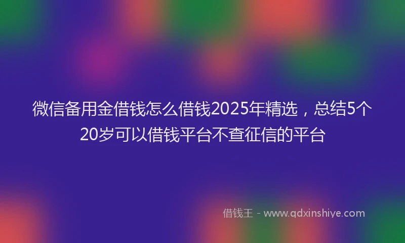 微信备用金借钱怎么借钱2025年精选，总结5个20岁可以借钱平台不查征信的平台