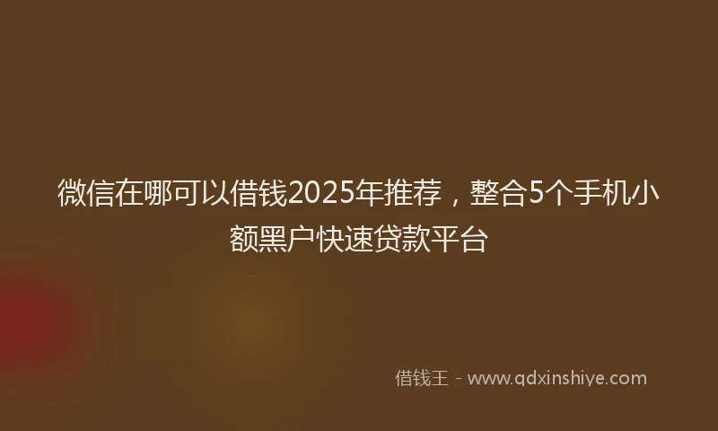 微信在哪可以借钱2025年推荐，整合5个手机小额黑户快速贷款平台
