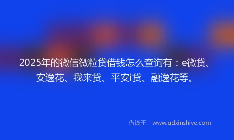 2025年的微信微粒贷借钱怎么查询有：e微贷、安逸花、我来贷、平安i贷、融逸花等。