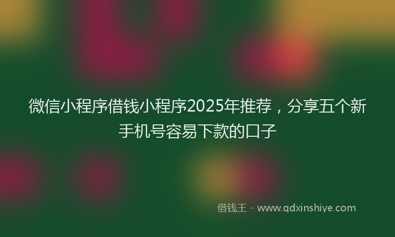 微信小程序借钱小程序2025年推荐，分享五个新手机号容易下款的口子