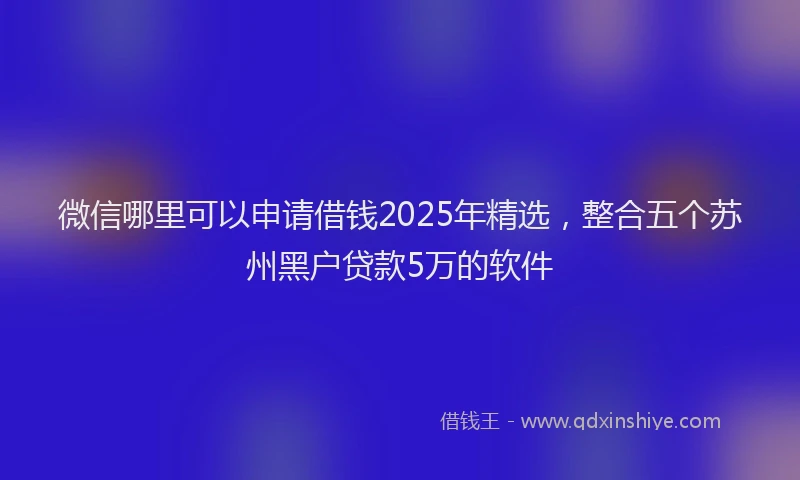 微信哪里可以申请借钱2025年精选，整合五个苏州黑户贷款5万的软件