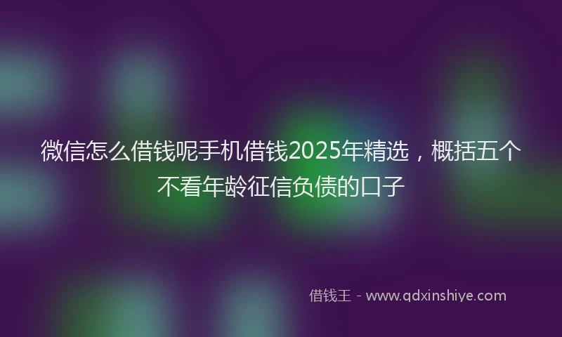 微信怎么借钱呢手机借钱2025年精选，概括五个不看年龄征信负债的口子