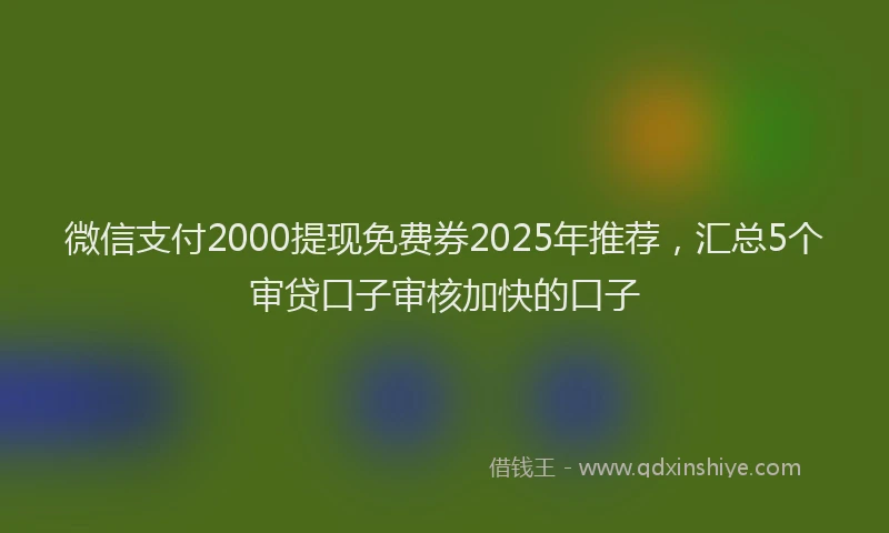 微信支付2000提现免费券2025年推荐，汇总5个审贷口子审核加快的口子