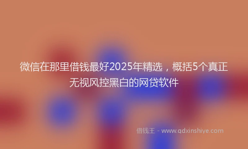 微信在那里借钱最好2025年精选，概括5个真正无视风控黑白的网贷软件