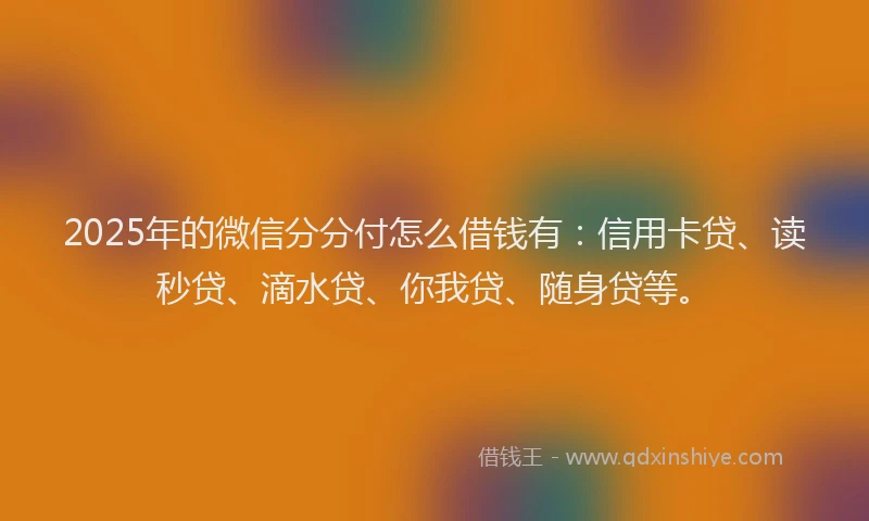 2025年的微信分分付怎么借钱有：信用卡贷、读秒贷、滴水贷、你我贷、随身贷等。