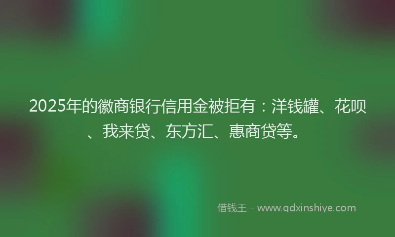 2025年的徽商银行信用金被拒有：洋钱罐、花呗、我来贷、东方汇、惠商贷等。