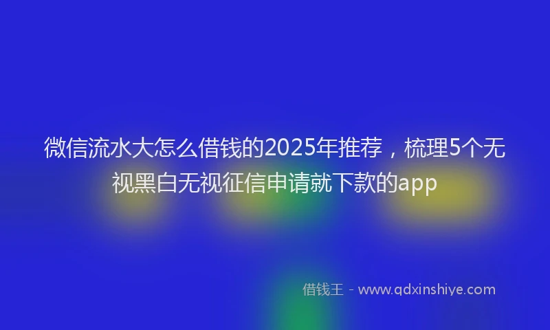 微信流水大怎么借钱的2025年推荐，梳理5个无视黑白无视征信申请就下款的app