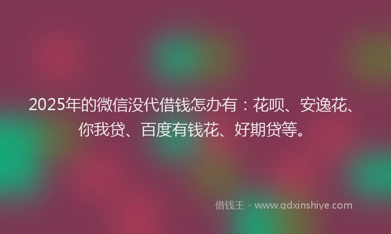 2025年的微信没代借钱怎办有：花呗、安逸花、你我贷、百度有钱花、好期贷等。