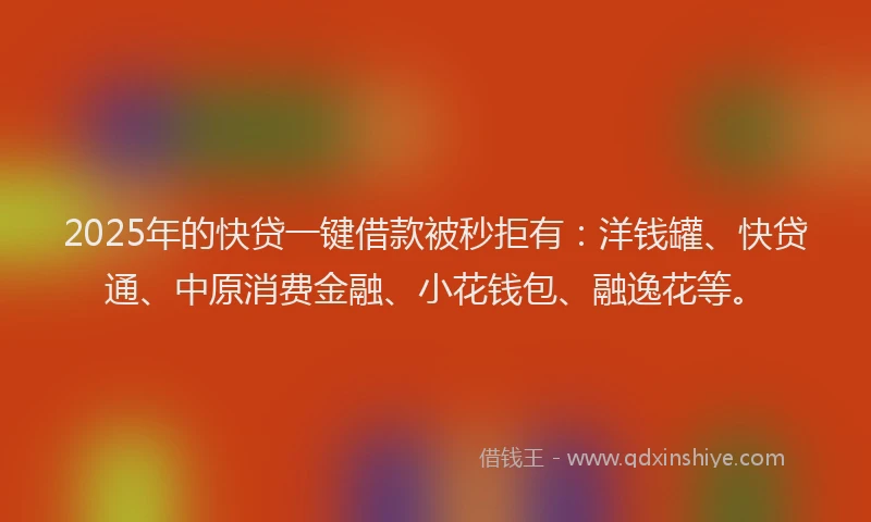 2025年的快贷一键借款被秒拒有：洋钱罐、快贷通、中原消费金融、小花钱包、融逸花等。