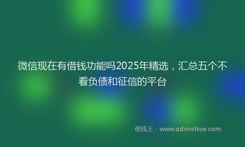 微信现在有借钱功能吗2025年精选，汇总五个不看负债和征信的平台