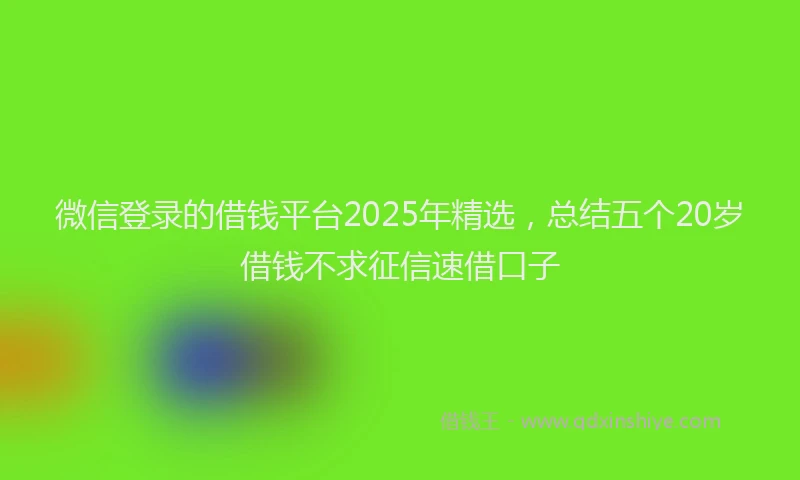 微信登录的借钱平台2025年精选，总结五个20岁借钱不求征信速借口子