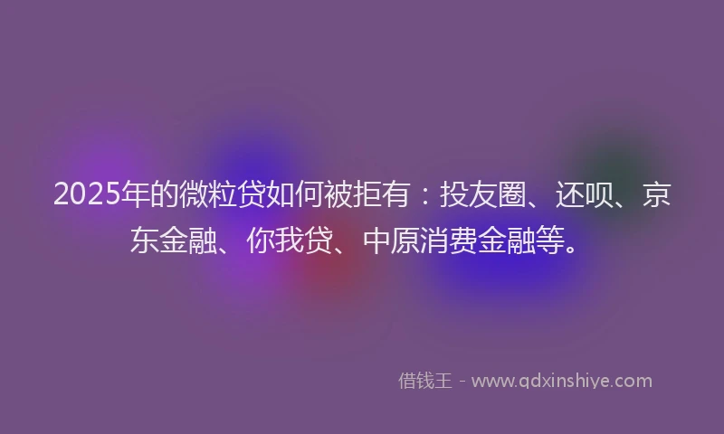 2025年的微粒贷如何被拒有：投友圈、还呗、京东金融、你我贷、中原消费金融等。