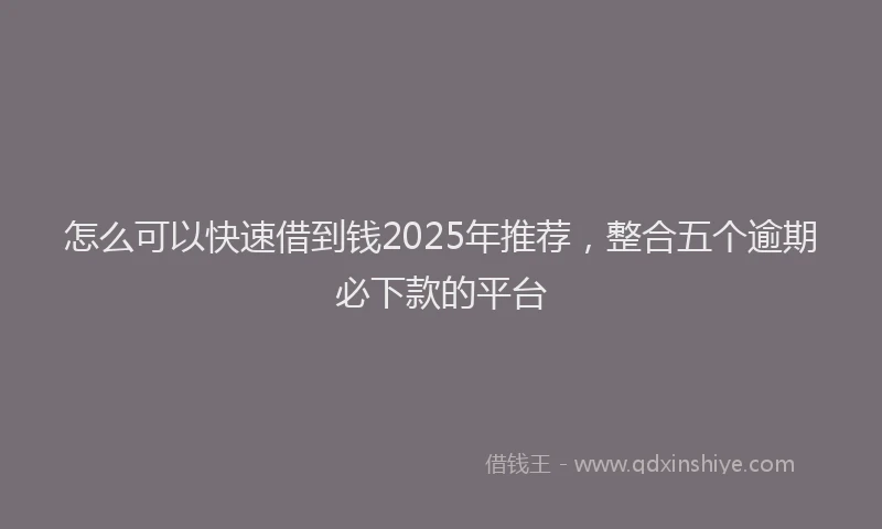 怎么可以快速借到钱2025年推荐，整合五个逾期必下款的平台