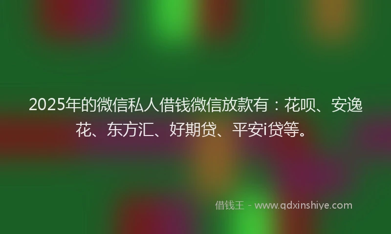 2025年的微信私人借钱微信放款有：花呗、安逸花、东方汇、好期贷、平安i贷等。