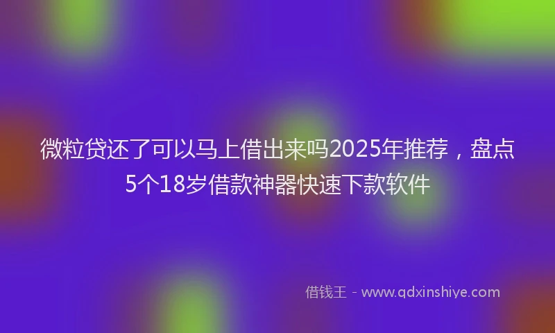 微粒贷还了可以马上借出来吗2025年推荐，盘点5个18岁借款神器快速下款软件