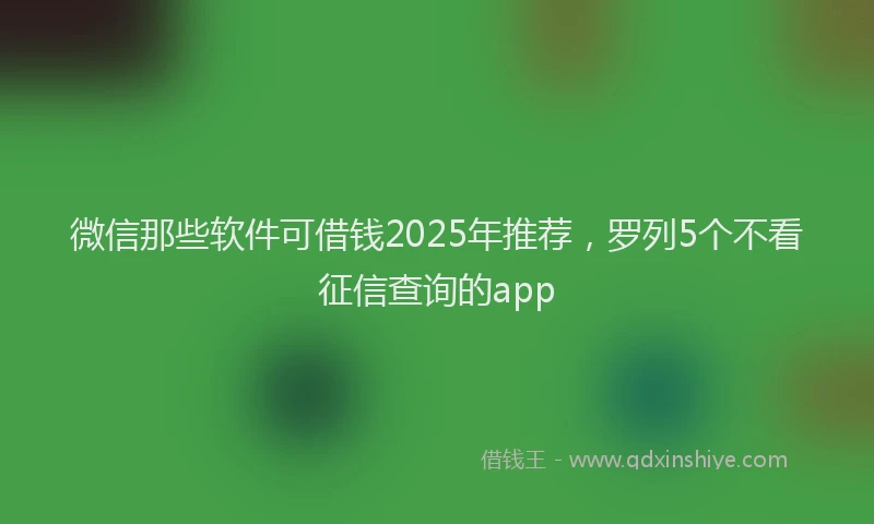 微信那些软件可借钱2025年推荐，罗列5个不看征信查询的app
