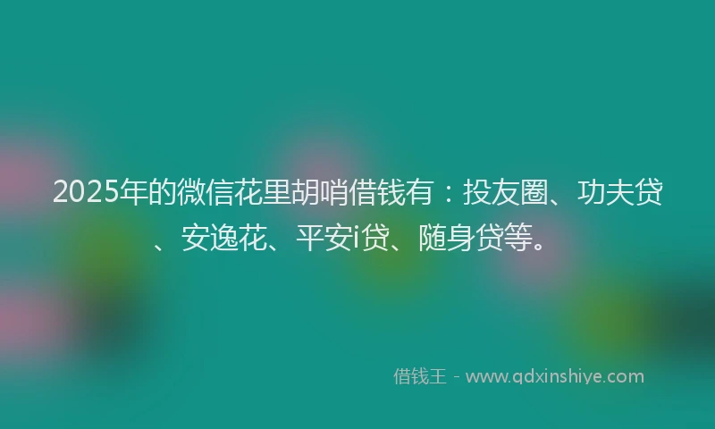 2025年的微信花里胡哨借钱有：投友圈、功夫贷、安逸花、平安i贷、随身贷等。