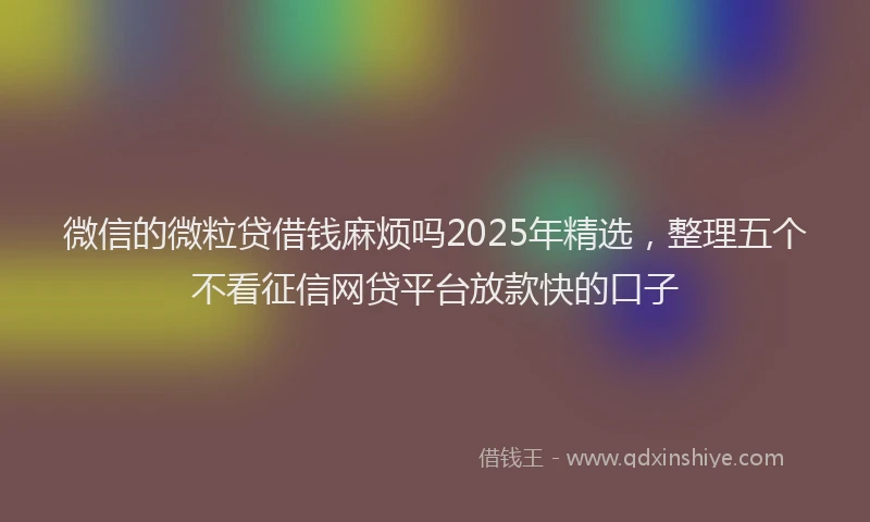 微信的微粒贷借钱麻烦吗2025年精选，整理五个不看征信网贷平台放款快的口子