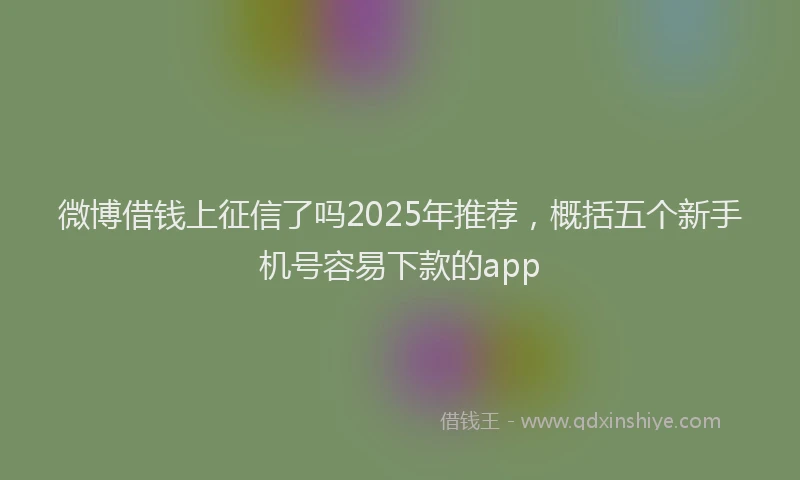 微博借钱上征信了吗2025年推荐，概括五个新手机号容易下款的app
