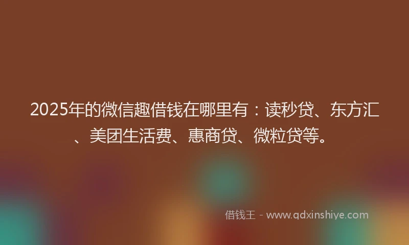 2025年的微信趣借钱在哪里有：读秒贷、东方汇、美团生活费、惠商贷、微粒贷等。