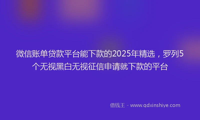 微信账单贷款平台能下款的2025年精选，罗列5个无视黑白无视征信申请就下款的平台