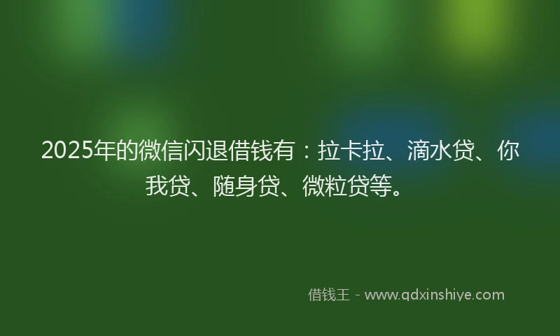 2025年的微信闪退借钱有：拉卡拉、滴水贷、你我贷、随身贷、微粒贷等。