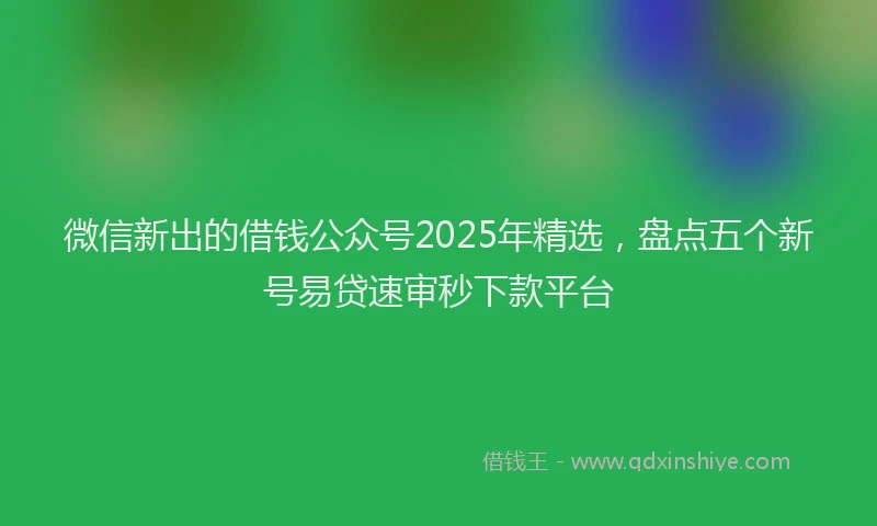 微信新出的借钱公众号2025年精选，盘点五个新号易贷速审秒下款平台