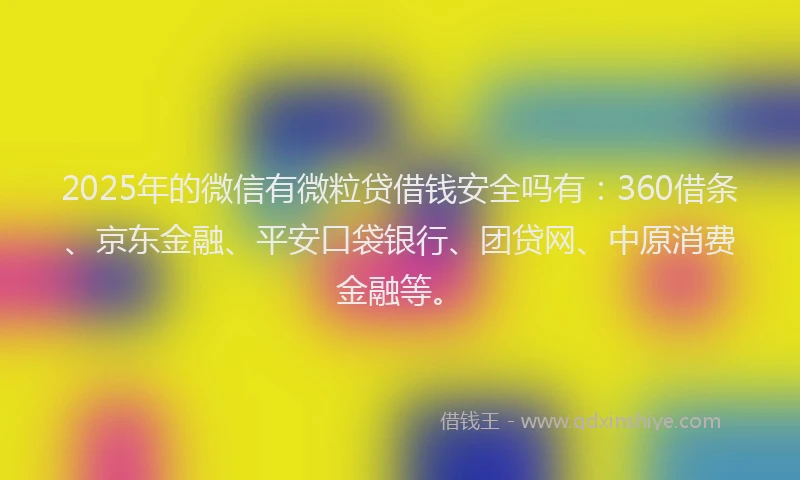 2025年的微信有微粒贷借钱安全吗有：360借条、京东金融、平安口袋银行、团贷网、中原消费金融等。