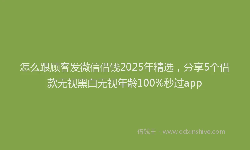 怎么跟顾客发微信借钱2025年精选，分享5个借款无视黑白无视年龄100%秒过app