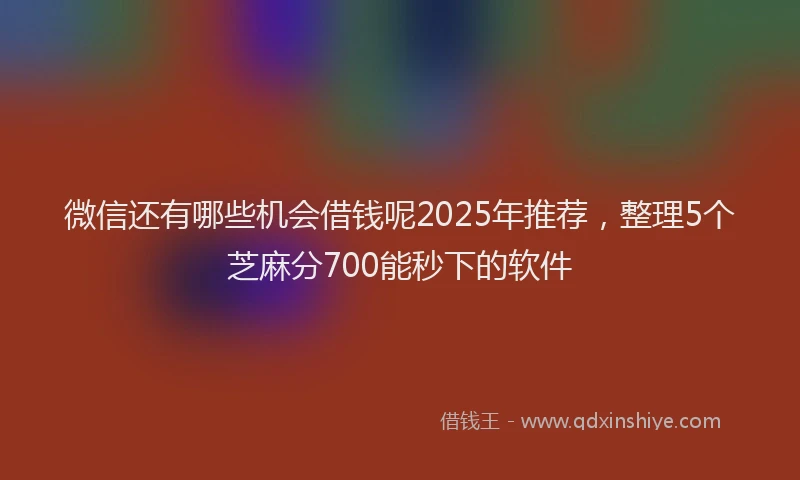 微信还有哪些机会借钱呢2025年推荐，整理5个芝麻分700能秒下的软件