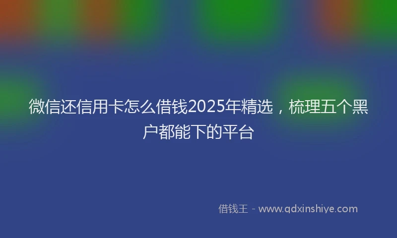 微信还信用卡怎么借钱2025年精选，梳理五个黑户都能下的平台