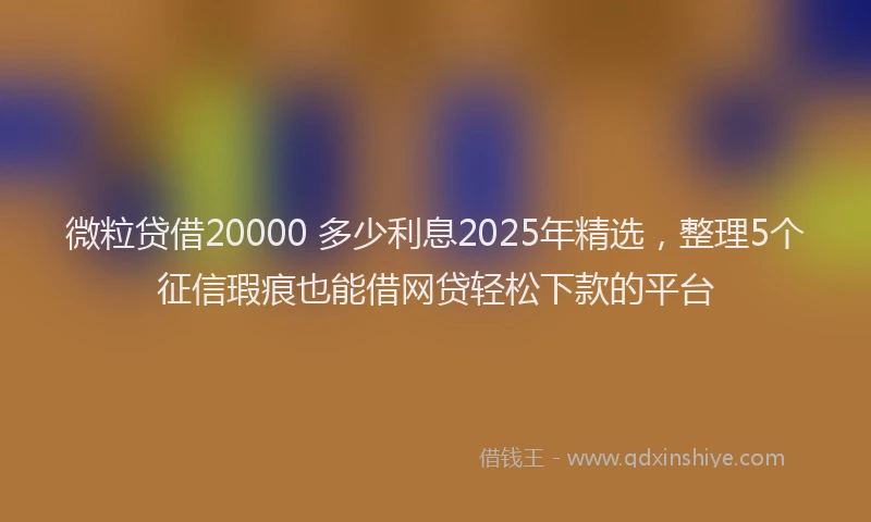微粒贷借20000 多少利息2025年精选，整理5个征信瑕疵也能借网贷轻松下款的平台