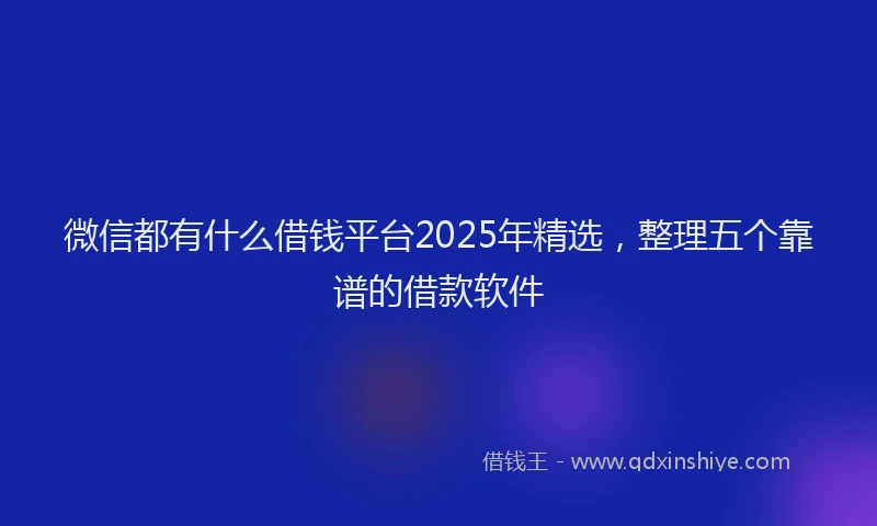 微信都有什么借钱平台2025年精选，整理五个靠谱的借款软件