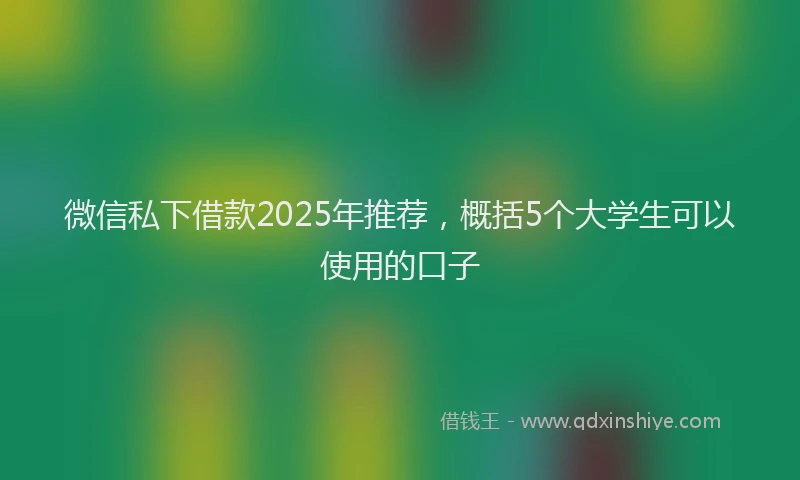 微信私下借款2025年推荐，概括5个大学生可以使用的口子