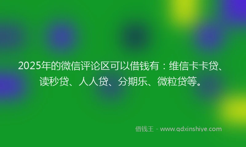 2025年的微信评论区可以借钱有：维信卡卡贷、读秒贷、人人贷、分期乐、微粒贷等。