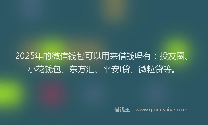 2025年的微信钱包可以用来借钱吗有：投友圈、小花钱包、东方汇、平安i贷、微粒贷等。