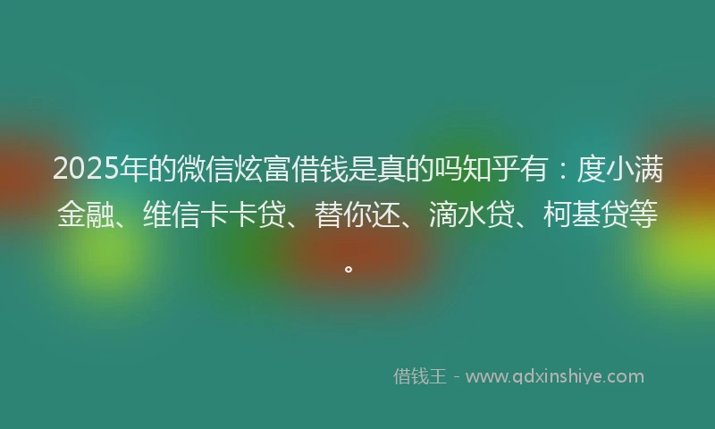 2025年的微信炫富借钱是真的吗知乎有：度小满金融、维信卡卡贷、替你还、滴水贷、柯基贷等。