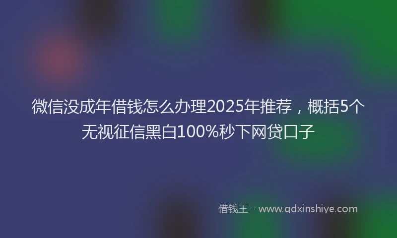 微信没成年借钱怎么办理2025年推荐，概括5个无视征信黑白100%秒下网贷口子