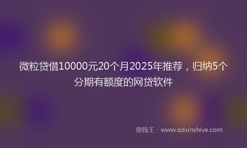 微粒贷借10000元20个月2025年推荐，归纳5个分期有额度的网贷软件