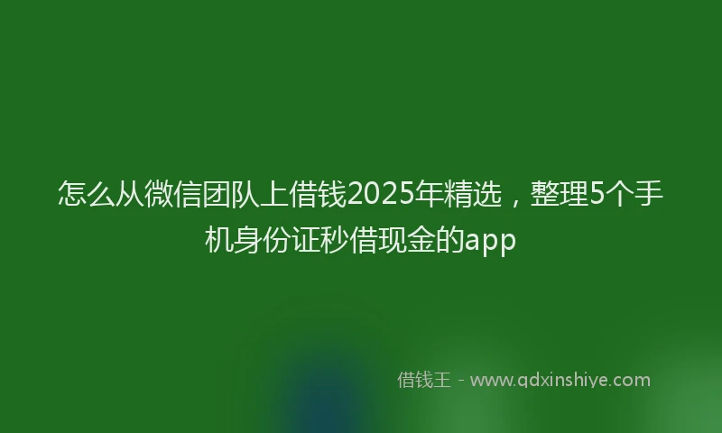 怎么从微信团队上借钱2025年精选，整理5个手机身份证秒借现金的app