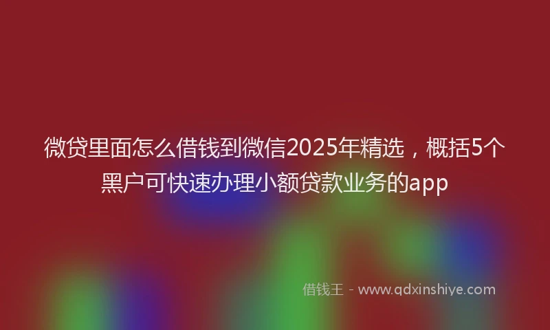微贷里面怎么借钱到微信2025年精选，概括5个黑户可快速办理小额贷款业务的app