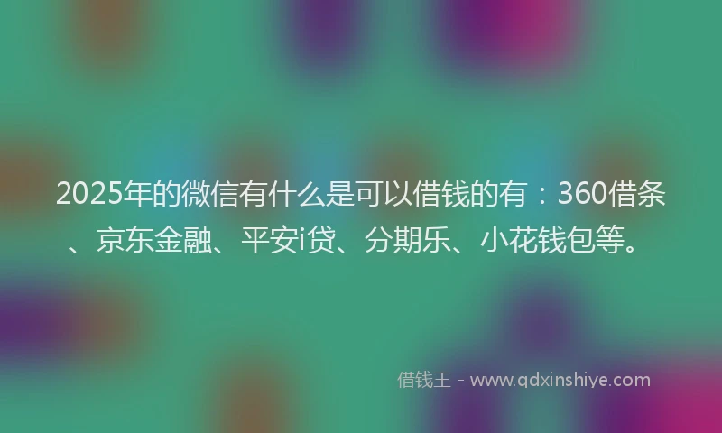 2025年的微信有什么是可以借钱的有：360借条、京东金融、平安i贷、分期乐、小花钱包等。