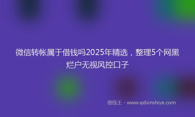 微信转帐属于借钱吗2025年精选，整理5个网黑烂户无视风控口子