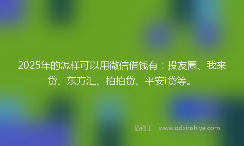 2025年的怎样可以用微信借钱有：投友圈、我来贷、东方汇、拍拍贷、平安i贷等。