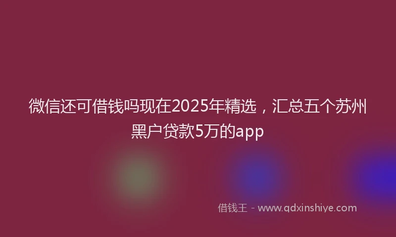 微信还可借钱吗现在2025年精选，汇总五个苏州黑户贷款5万的app